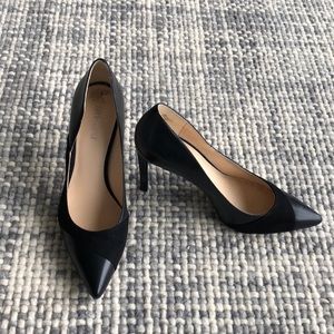NINE WEST Black Leather and Suede Heel, Size 8